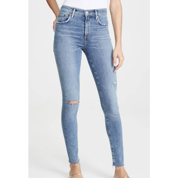 AGOLDE Sophie Mid Rise Skinny Ankle Length Distressed Jeans Women's Size 26 EUC - Picture 2 of 10
